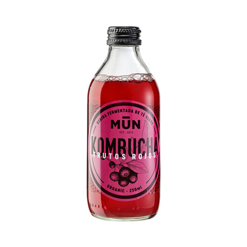 MUN Bio Bebida refrescante de té verde (kombucha) con sabor a frutos rojos 250 ml.