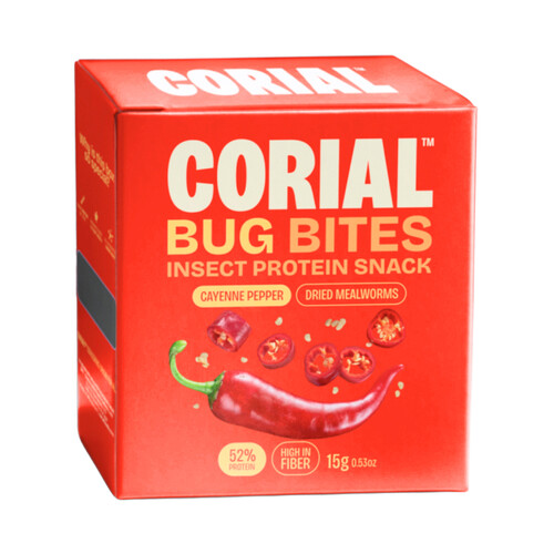 CORIAL Larvas de gusano de la harina secas con pimienta cayena 15 g.