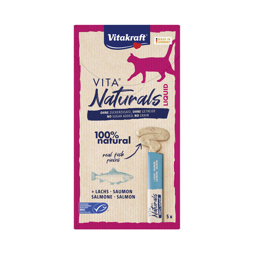 VITAKRAFT Snack liquido para gatos con sabor a salmón Vita Naturals VITAKRAFT 5x15 gr.