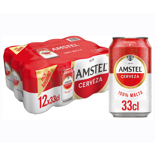 AMSTEL Cerveza en lata 12 uds x 33 cl.