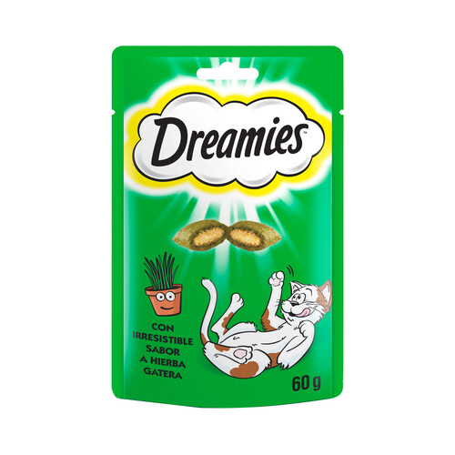 DREAMIES Snacks de gato con sabor a hierva gatera 60 g.