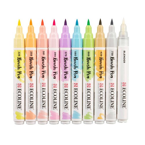 Rotuladores ecoline punta pincel en set 10 tonos pastel- Ecoline