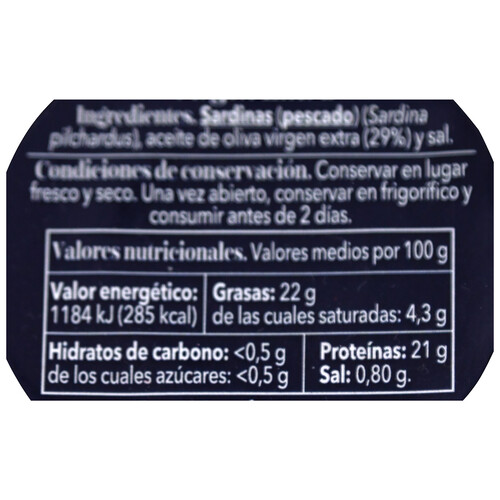 PRODUCTO ALCAMPO Collection Sardinas en aceite de oliva virgen extra 133 g.