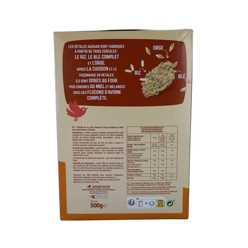 PRODUCTO ALCAMPO Cereales (arroz, trigo, cebada y avena) con miel 500 g.