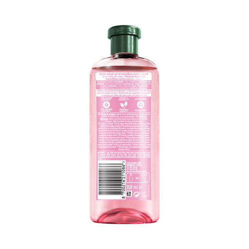 HERBAL ESSENCES Champú suavizante e hidratante con aroma a rosas, para cabellos secos 350 ml.