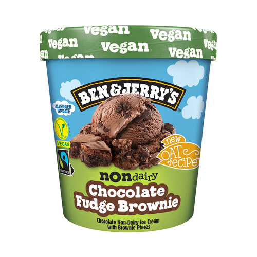 BEN & JERRY'S Fudge browne Tarrina de helado vegano de chocolate con trozos de brownie de chocolate 465 ml