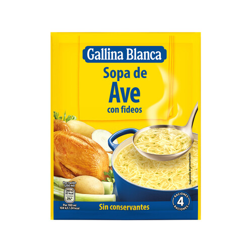 GALLINA BLANCA Sopa de ave con fideos finos 71 g.