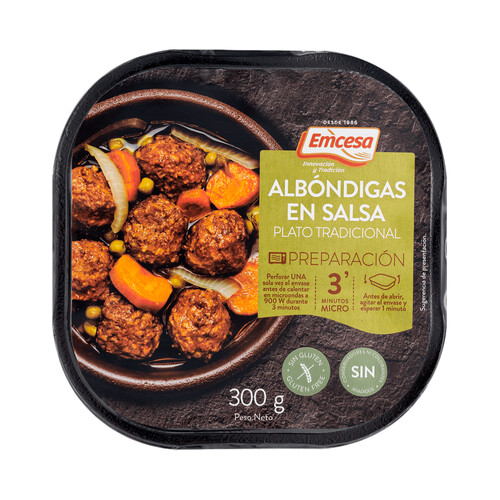 EMCESA Albóndigas en salsa, listas para calentar y comer 300 g.