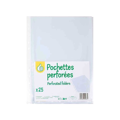 25 Fundas Multiperforadas de plástico tamaño A4 PRODUCTO ALCAMPO