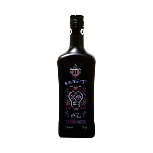 MONTELONGO Crema de tequila con sabor a fresa botella 70 cl.