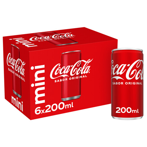 COCA COLA MINI refresco de cola  pack 6 uds x 200 ml.