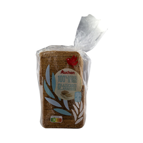 PRODUCTO ALCAMPO Pan de molde 100% integral de trigo, 0 % azúcares añadidos 460 g.