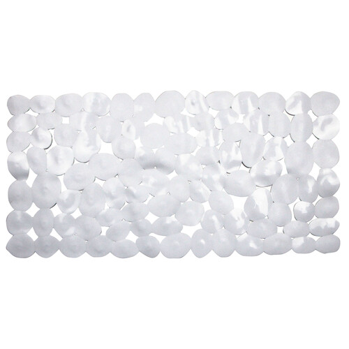 Alfombrilla de baño antideslizante con diseño de piedras de río color blanco sólido, 72x36cm, ACTUEL.