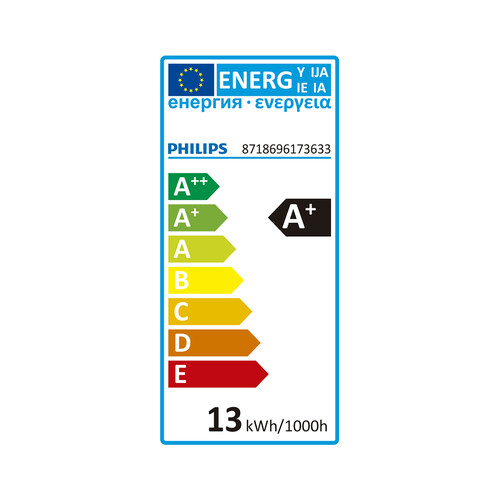 Downlight empotrable cuadrado 13W, 14cm, luz neutra 4000K, PHILIPS, color blanco.