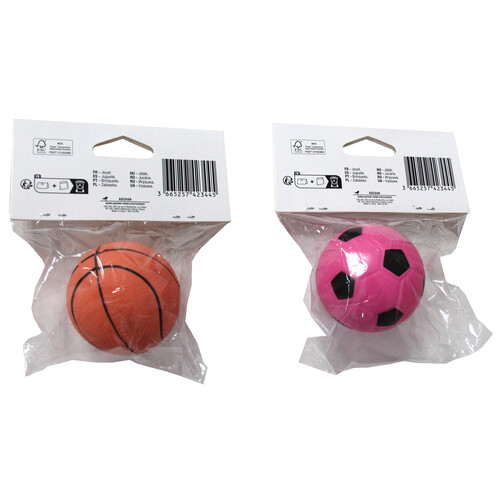 PRODUCTO ALCAMPO Juguete pelota de goma (diseño deportivo) de 6 cm.