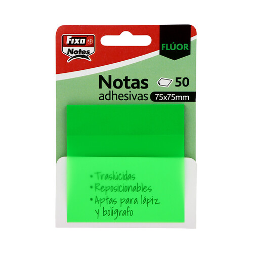 Notas adhesivas traslúcidas FixoNotes color verde.