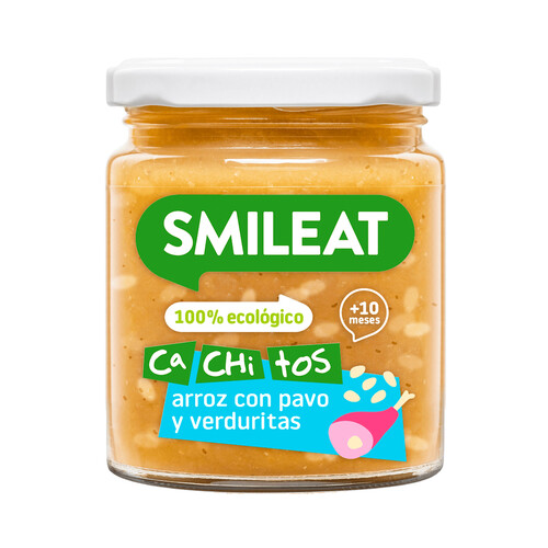 SMILEAT Cachitos Tarrito de arroz con pavo y verduritas, a partir de 10 meses 230 g.