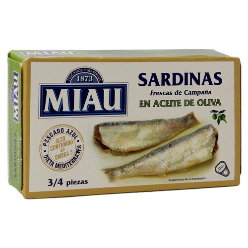 MIAU Sardinas en aceite de oliva lata de 88 g.
