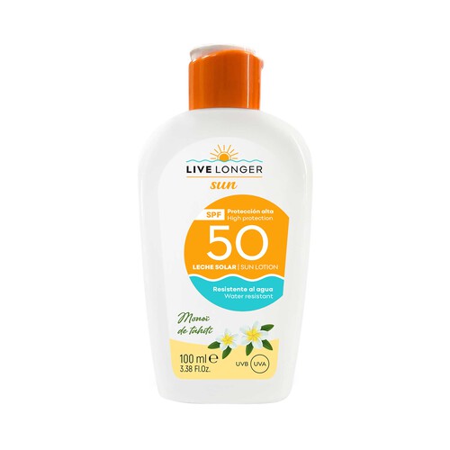 LIVE LONGER Sun Leche solar protectora con  FPS 50 (muy alto) 100 ml.