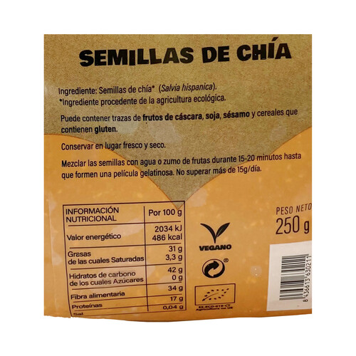 4 HECTÁREAS Bio Semillas de chia 250 g  