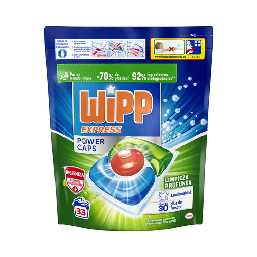 WIPP Power Caps Detergente en cápsulas antiolores 33 uds.