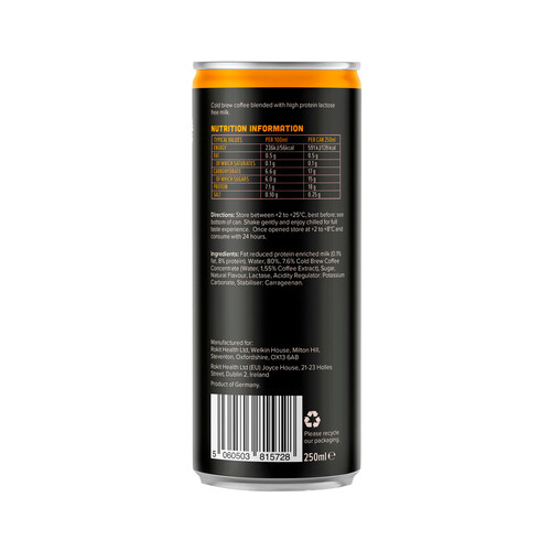 ROKIT Protein cold brew Café con leche sin lactosa 250 ml. 