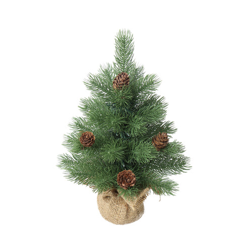 Árbol de navidad decorativo para mesa decorado con piñas, tamaño 30 centímetros, ACTUEL.