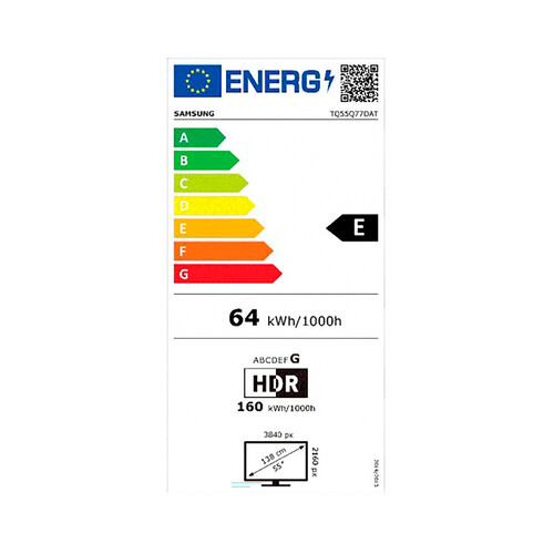 Televisión 139,7 cm (55) QLED SAMSUNG 55Q77D, 4K, Smart TV, Ultra HD, WIFI, 4HDMI, 120Hz, color negro.