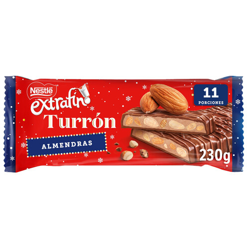 NESTLÉ Turrón de chocolate con almendras 230 g.