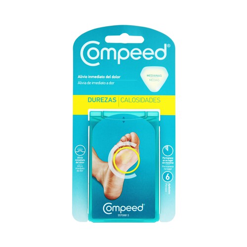 COMPEED Apósitos anti-durezas, con acción alivio inmediato dolor COMPEED 6 uds