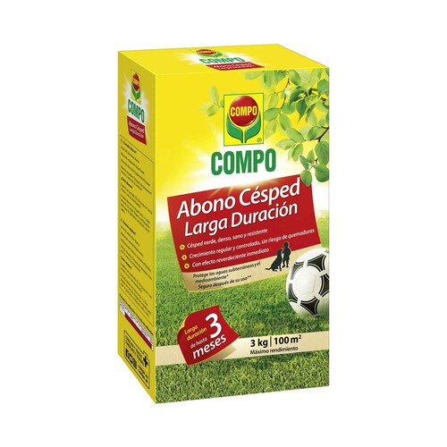 Abono cesped grandes jardines COMPO Larga Duración 3kg.