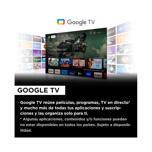 Televisión 215,9cm (85) TCL 4K, SMART TV, GOOGLE TV, HDR10+, Dolby Audio, USB, Bluetooth, HDMI 2.1, Game Master 2.0, Chromecast integrado. 