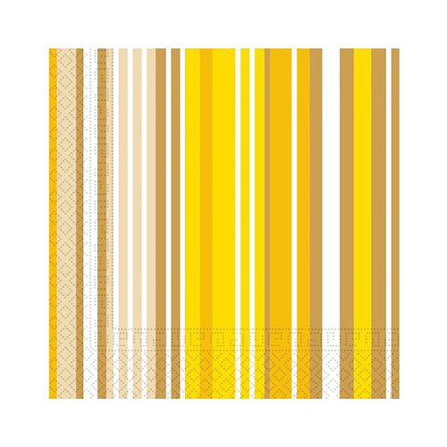 20 servilletas MACADAMIA de rayas de colores amarillos, 33x33cm.