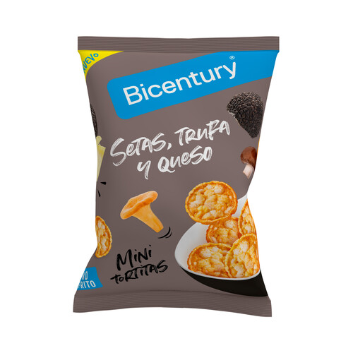 BICENTURY Mini tortitas de maíz con sabor a setas, trufa y queso BICENTURY 70 g.