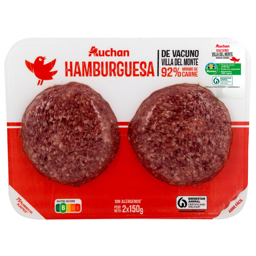 ALCAMPO CULTIVAMOS LO BUENO Hamburguesas de vacuno Villa del Monte  2 x 150 g.