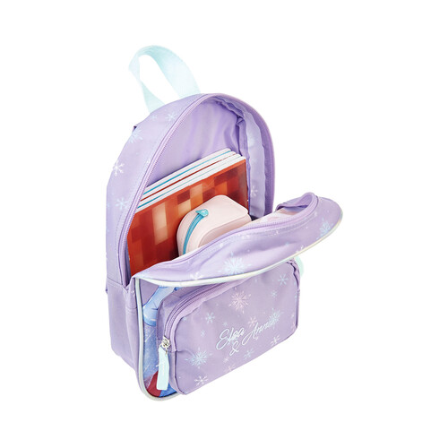 Mochila infantil, FROZEN, varios compartimentos, color morado, ALCAMPO.