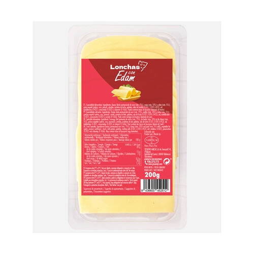 TGT Lonchas preparadas con queso edam 200 g.