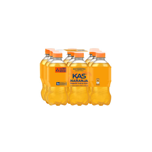 KAS Refresco de naranja Junior pack 9 uds x 33 cl.