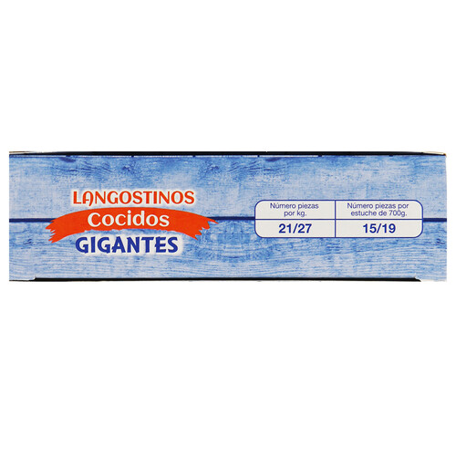 AUCHAN Langostinos gigantes 14 / 18, cocidos y ultracongeldos 700 g (P.N). Producto Alcampo