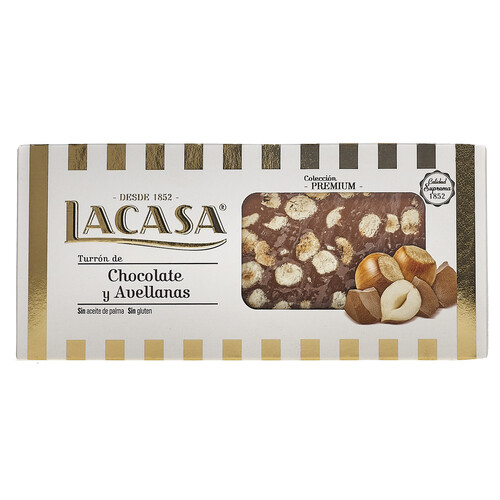 Turrón de chocolate y avellanas LACASA 250 g.