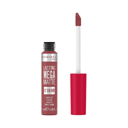 RIMMEL Lasting mega matte tono 210 rose & shine Pintalabios líquido de larga duración (16 horas) con acabado mate.