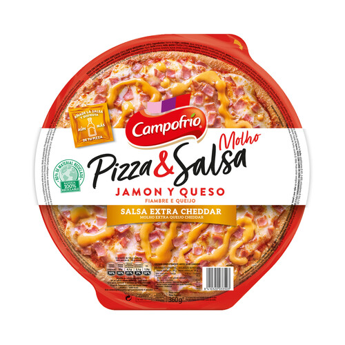 CAMPOFRÍO Pizza de jamón y queso con salsa mozzarella CAMPOFRÍO 360 g.