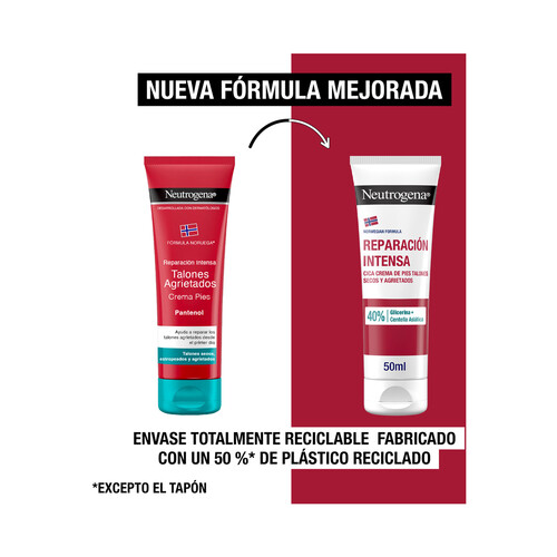 NEUTRÓGENA Crema CICA de pies con acción hidratación intensa, para talones secos y agrietados 50 ml.