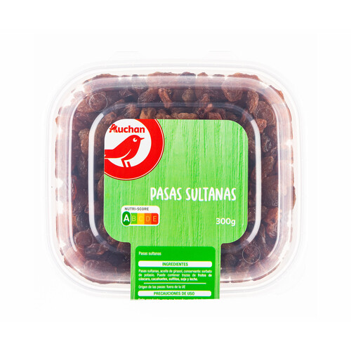 PRODUCTO ALCAMPO Pasas sultanas auchan en tarrina 300 g.