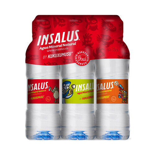 Agua mineral INSALUS KUKUSUMUSU botella de  33 centilitros pack de 6 uds.