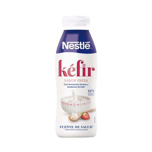 NESTLÉ Kéfir líquido con sabor a fresa, sin azúcares añadidos 499 ml.