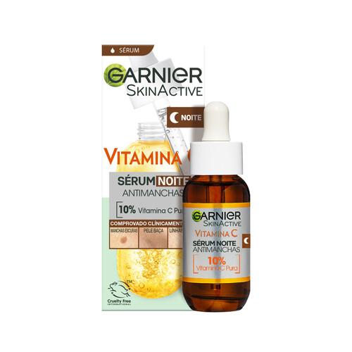 GARNIER Sérum de noche antimanchas con vitamina C GARNIER Skin active 30 ml.