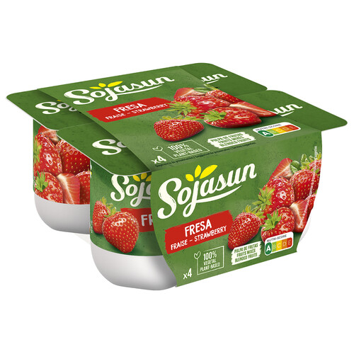 SOJASUN Especialidad de soja con trocitos de fresas 4 x 100 g.