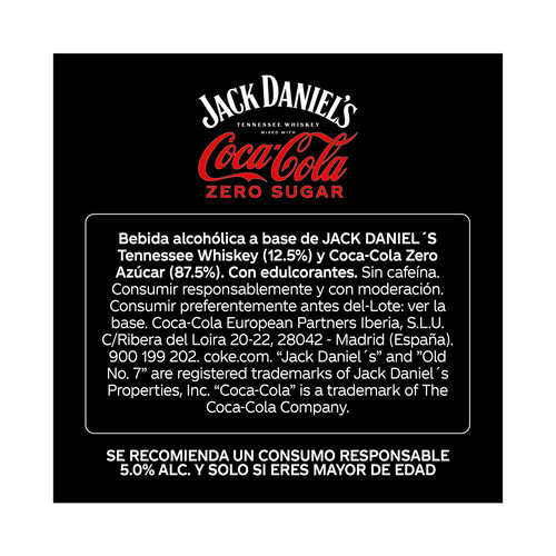 COCACOLA Jack Daniel´s Jack and coke 330 ml.