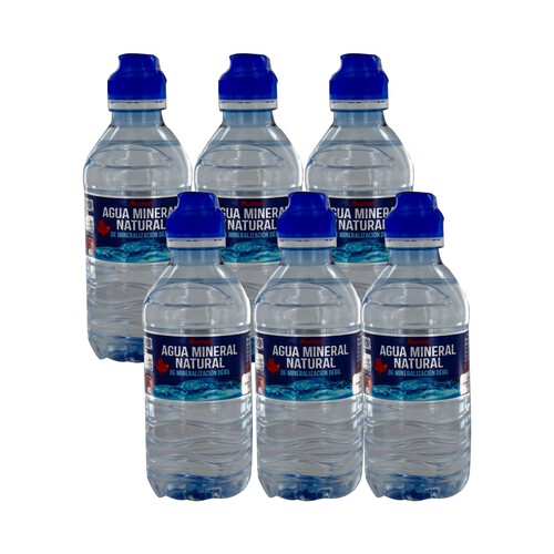 PRODUCTO ALCAMPO Agua mineral con tapón sport pack 6 botellas x 33 cl.